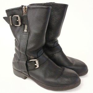 🖤 Steve Madden Gorgeous Black Leather Buckle Boots Size 38 🖤
